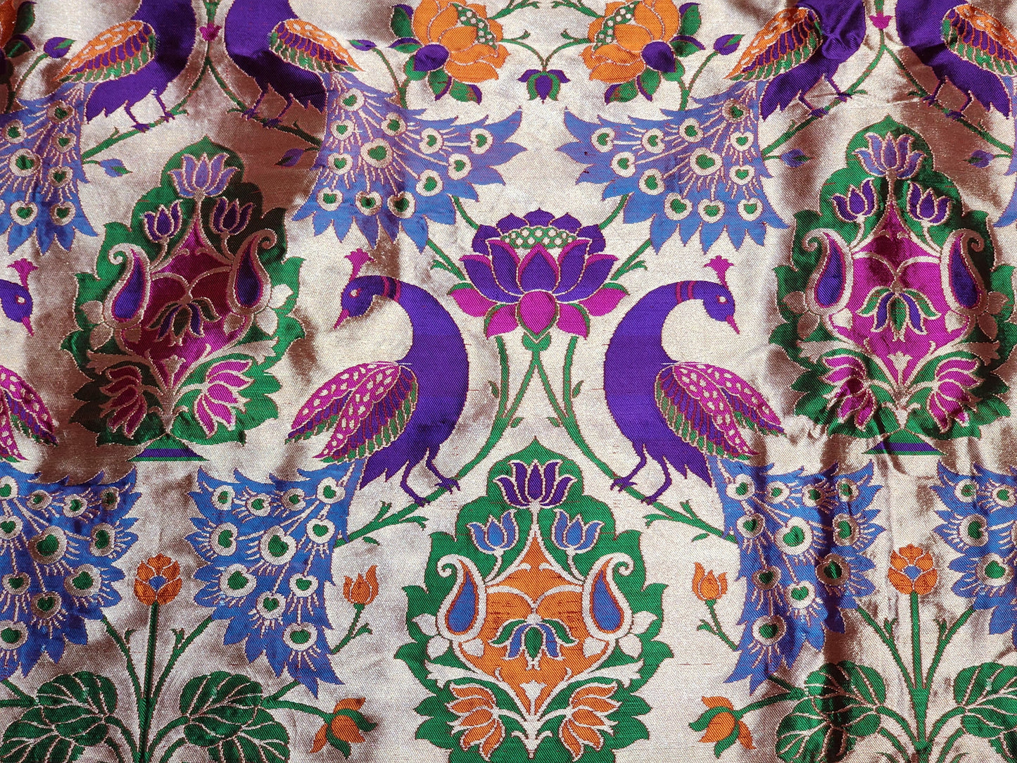 Ruby Peacock Pure Silk Jacquard Brocade Saree