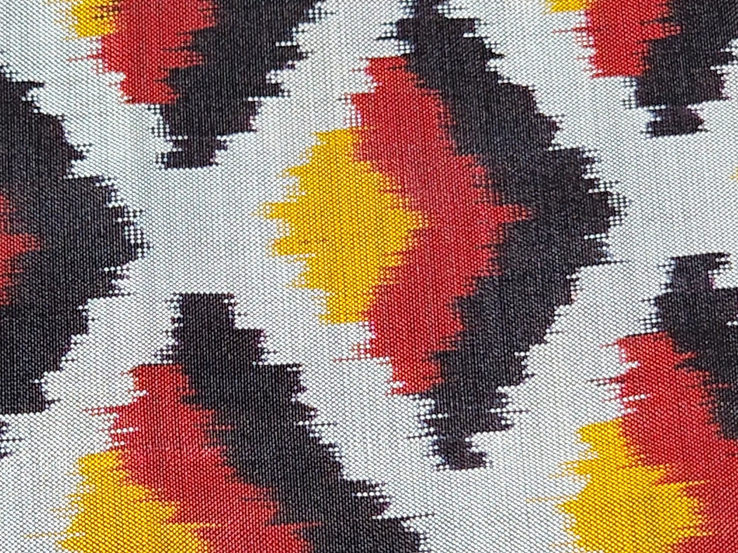 Red Pochampally Ikat Pure Silk Saree with Geometric Jaal Design & Contrast Border